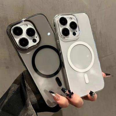 Ультратонкий Прозрачный Жесткий Чехол Для Телефона Для iPhone 15 17 Air 16 14 13 12 Pro Max Plus Magsafe Беспроводная Зарядка Магнитный Funda Capa