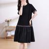 Basic Casual Loose Dresses Bright Line Decoration Summer Short Sleeve A-Line Korean Spliced Midi Dress