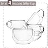 Изолированные кофейные чашки, набор из 4 штук (9 унций, 270 мл), Кружки для чая из стекла с двойными стенками, Стеклянные чашки, Стеклянная кружка, Кофейные чашки