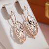 Full Hollow Texture Gold Color White Plating Pendant Earrings for Women Embossed Jewelry