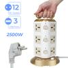 Vertical With 3 USB EU Plug EU US UK AU Universal Socket Tower Multi Power Strip 1.8m Cord 12 Way Outlets