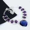 Dainty Amethyst Gemstone Handmade 925 Sterling Silver Electroform Necklace, Lodon Blue Topaz Silver For Wife Unisex Pendant Anniversary Gifts