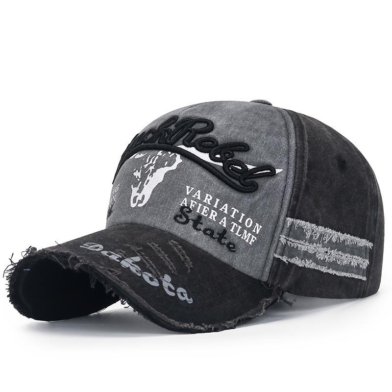 Бейсболка с покрытием, промытая, для весенних и осенних сезонов, с пятью частями, с регулировкой вспышки, поврежденная старая кепка от солнца, пятно от импортной торговли