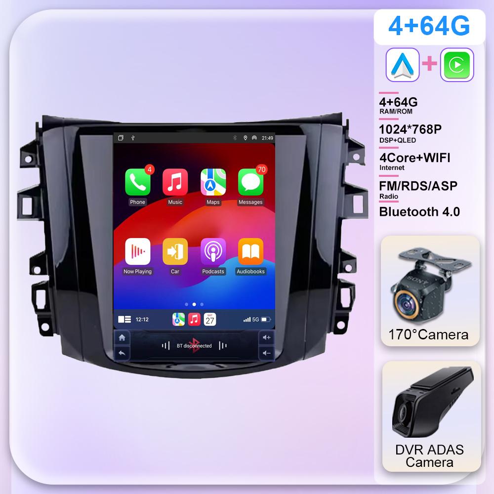 Android 14 для Nissan Navara Terra Frontier NP300 2018-2020 Tesla Style Car Radio Stereo Multimedia Video Player 5G GPS Display