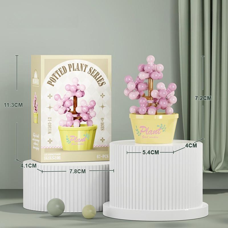 Букет Вечных Цветов Бонсай Комнатное Растение Модель Микро Строительные Блоки Украшение для Дома Головоломка Игрушки Детские Подарки на День Рождения Рождество