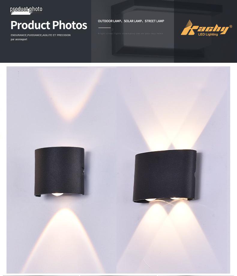 Kaiqi Минималистичный светодиодный уличный настенный светильник вверх/вниз, водонепроницаемое наружное освещение с двумя головками.