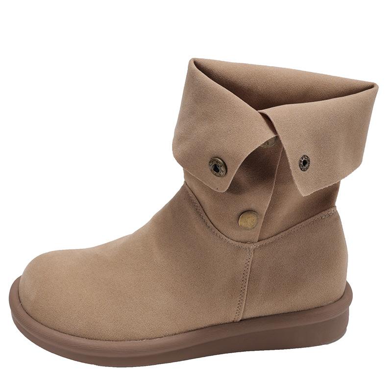 Queen Fan Khaki Retro Platform Boots Women's 2025 New Autumn with Skirt Slim Maillard Short Boots