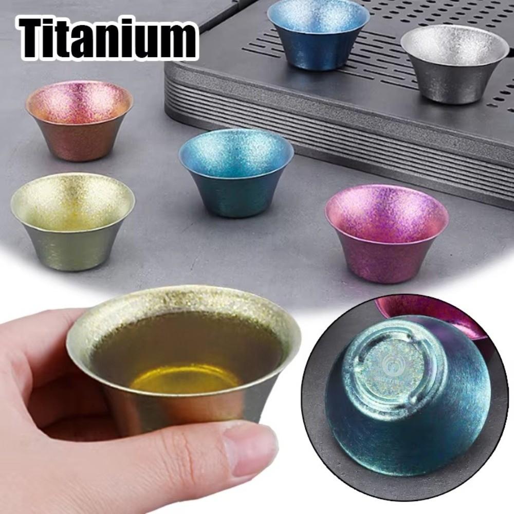 Double Wall Titanium Tea Cup Heat Insulated Chinese Tea Cup Gongfu Tea Cup Camping and Travel