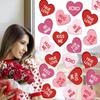 8 Sheets Valentines Day Heart Window Clings Red Pink Love Heart Window Stickers Double-Sided Conversation Hearts Windows Decals for Valentines