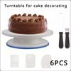 6PCS 8Inch Cake Turntable Set Icing Smoother Cake Leveler DIY Cake Stand Cream Spatula Decorating Tools Rotary Table Pastry