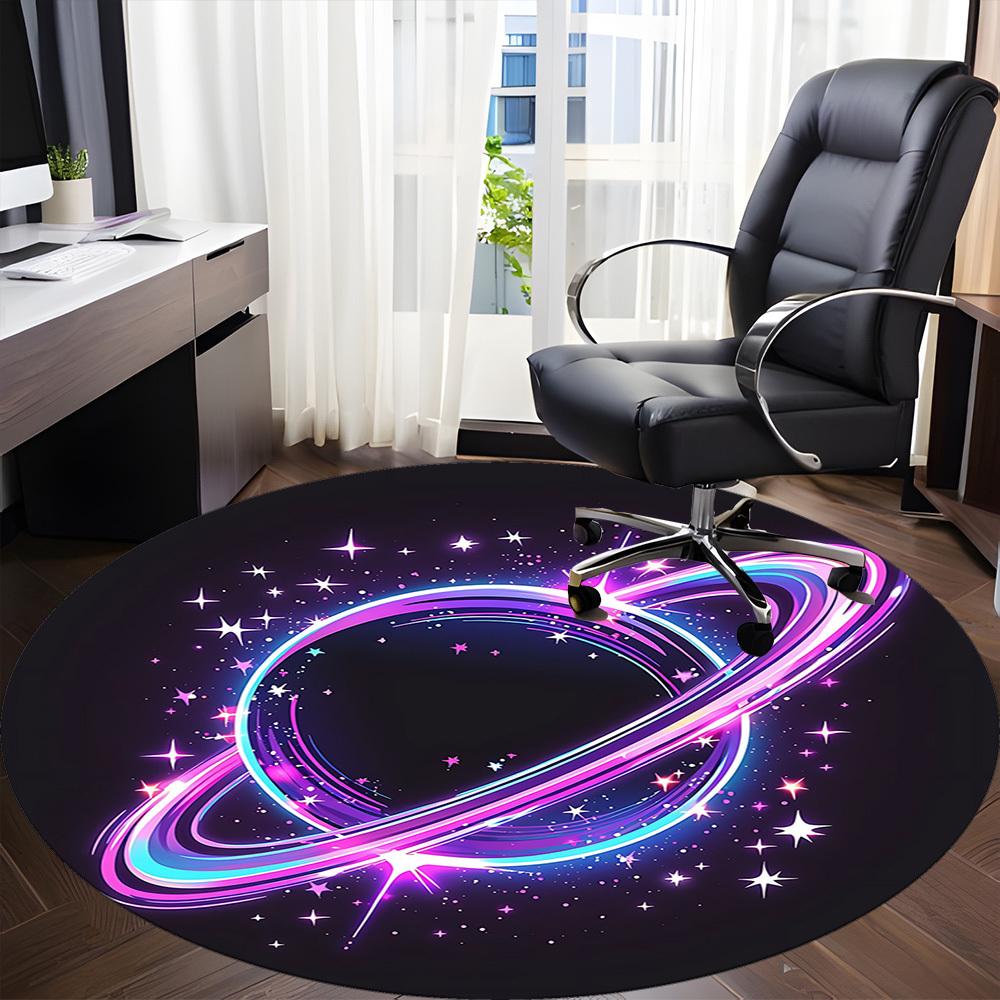 1pc Galaxy Rings Office Round Area Rug, Mat Suitable ForOffice, Under Office Chairs Bedroom Living Room Home Decor, Room Deco