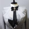 Womens Jabot Pirate Colonial Victorian Detachable Jabot Steampunk Layered Ruffled Mesh False Collar Shirt Front Neckwear