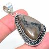 Подвеска из натурального паучьего яшмы из стерлингового серебра 925 пробы 2,21 дюйма Q3g49