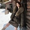 Internet Celebrity Fashion Velvet Cotton Clothes Women's Winter Temperament Fur Collar Exquisite Versatile and Thin Coat