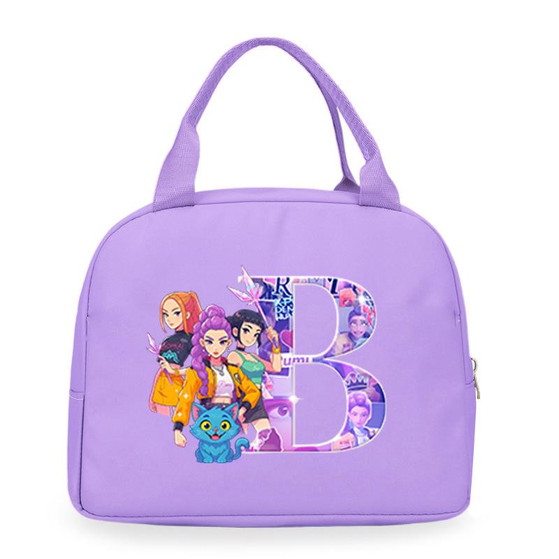 Trend Kpop Anime Cartoon Peripheral 26 Letter Printing Bento Bag Commuter Portable Lunch Box Bag
