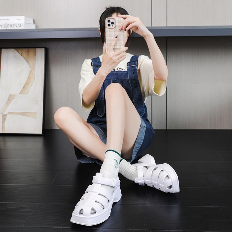 Женские модные универсальные пляжные сандалии на платформе с нескользящей подошвой