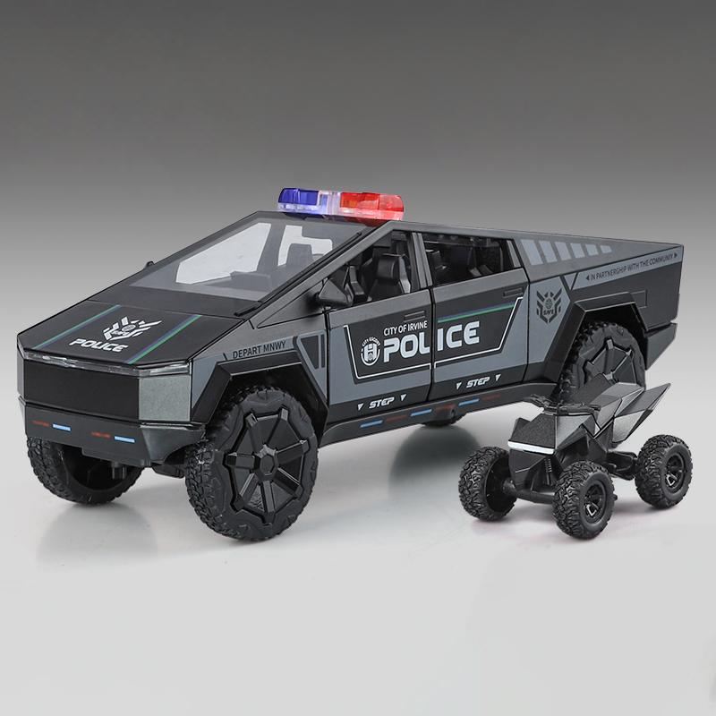 1:24 Полицейский Cybertruck Внедорожник Сплав Металл Литье под Давлением Модель Автомобиля Коллекции для Улицы Классический Модный Игрушечные Украшения День Святого Валентина Дети