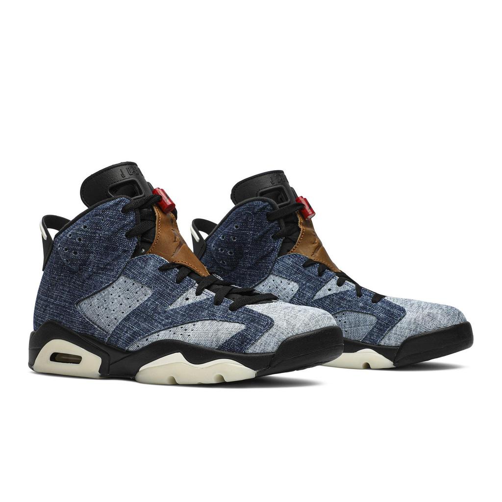 Air Jordan 6 Retro 'Washed Denim' (унисекс) Черные / Белые / Красные Винтажные Баскетбольные Кроссовки CT5350 401
