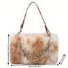 Classic Tie Dye Plush Satchel Bag, Women's Novelty Handbag, Faux Fur Chain Decor Purse For Winter