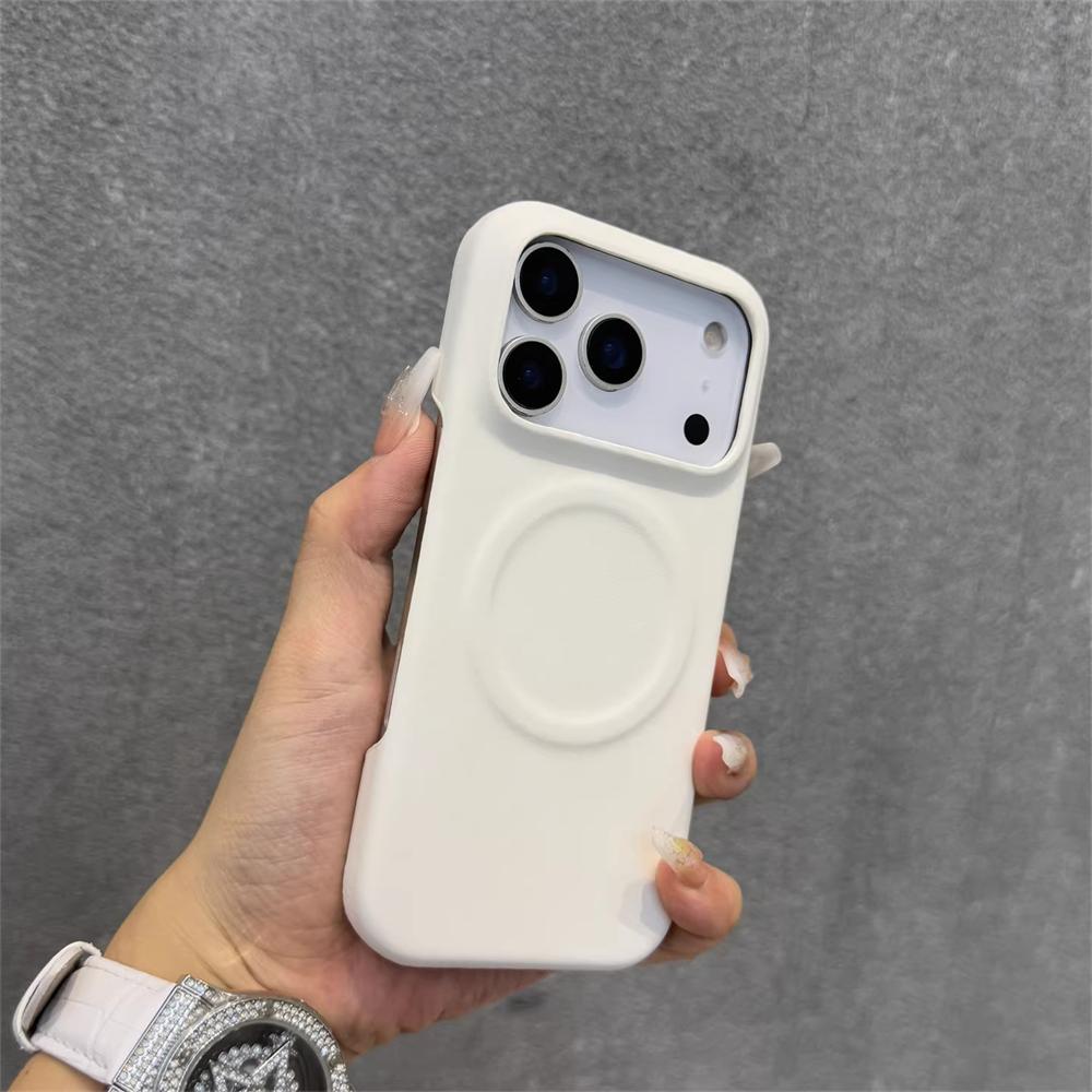 Магнитный кожаный чехол из овчины для iPhone 17 Air 16 Pro Max 15 14 13 12 Magsafe Беспроводная зарядка Полупрозрачная жесткая крышка