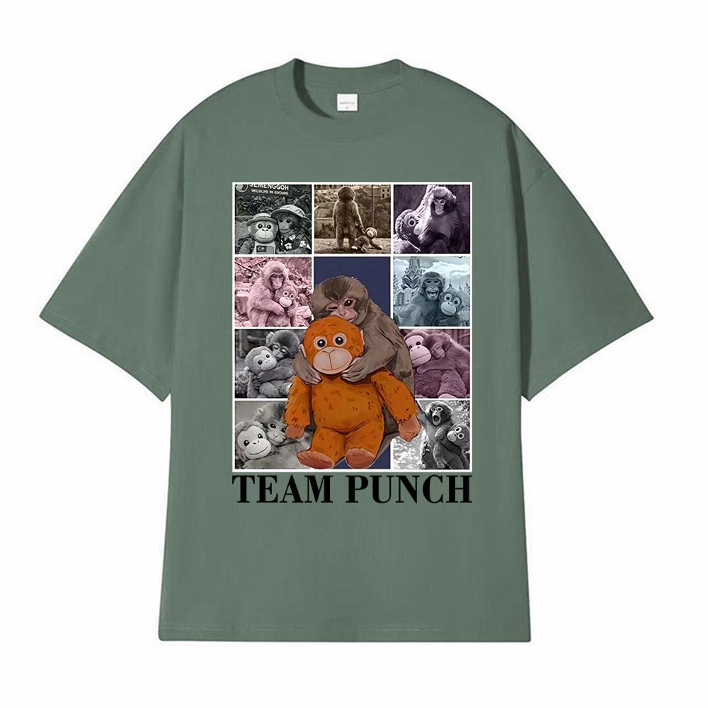 Baby Cute Monkey Punch Graphic Funny T Shirts Unisex Harajuku Summer Short Sleeve T Shirt Men Cotton Crewneck Tshirt Streetwear