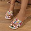 Fashion Fairy Style, Home Casual, Fashionable, Versatile, Rhinestone Sandals, Women's Summer Wears New Fashionable Flat Slippers