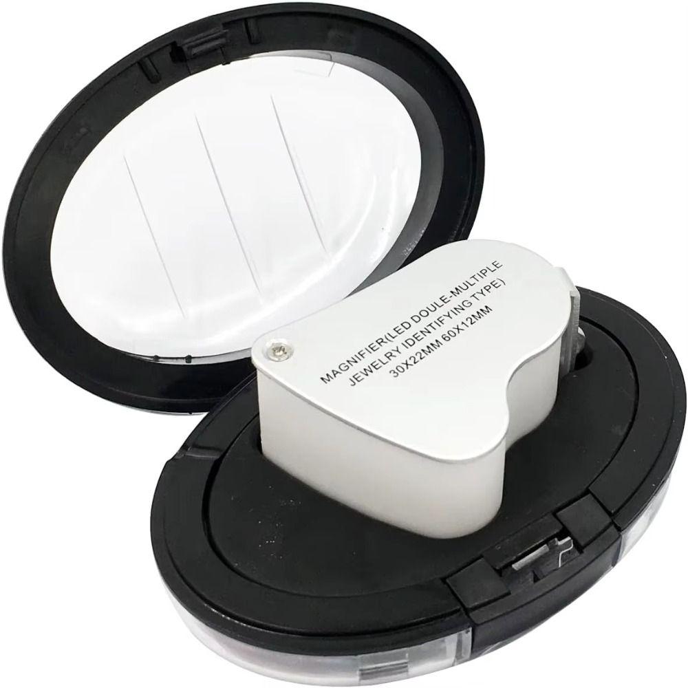 Adjustable Lighting Foldable Jewelry Magnifier Dual Lens Handheld Magnifier Coins