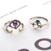 Retro V-Shaped Leaves and Flowers Ring Set - 10 Pieces, European & American Style