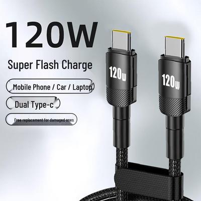 Быстрозарядный кабель 120 Вт, двойной Type-C, 6 А, для ноутбука/телефона Huawei и Apple 15/16