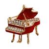 Les Trésors De Lily [R8530] - Golden Red 'Grand Piano' Designer Brooch - 30x30 Mm