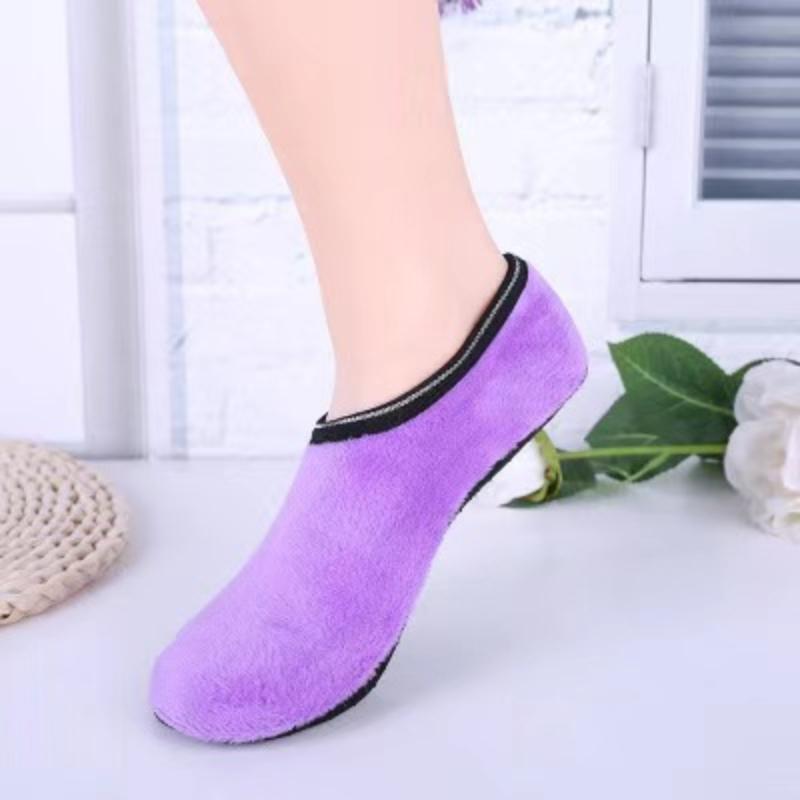 Женские флисовые тапочки, теплые противоскользящие домашние носки, мягкий спортивный шлейф, размеры 34–39