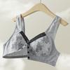 Mid-aged Women Bra Elastic Front Button Closure Plus Size Floral Lace Printing Shockproof