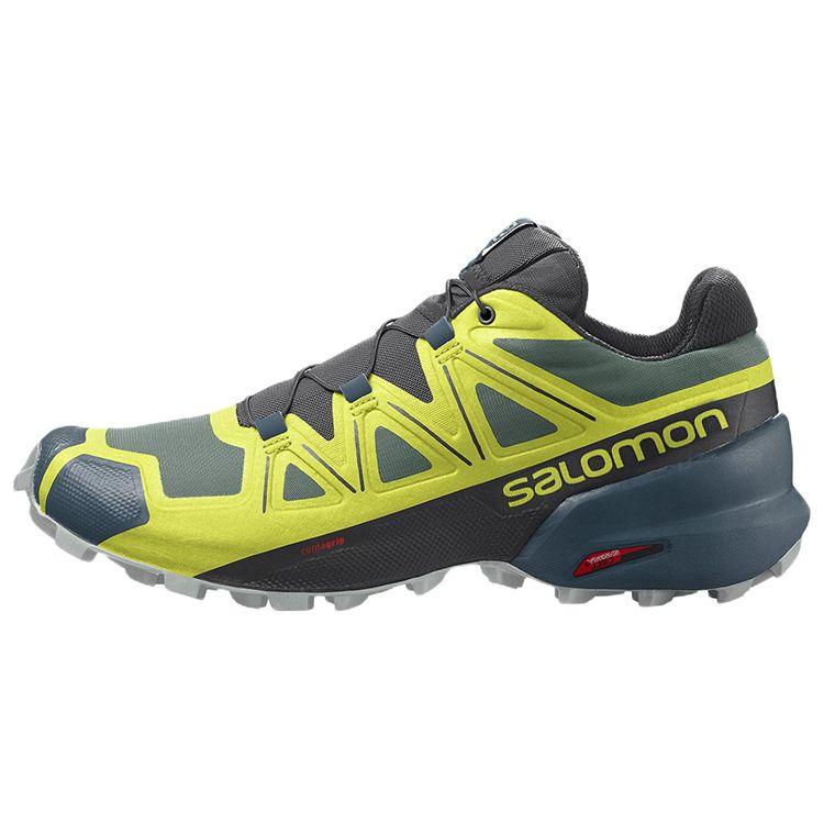 SALOMON Speedcross 5 Comfortable Fabric Durable Low-Top Trail Running Shoes Men Sneaker Black Yellow 416096