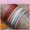 Colorful Sparkly Pu Leather Handmade Pullable Women's Bracelet Simple And Artistic European And American Style
