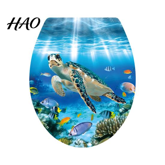 Modern Bathroom Interior Stickers Sea World Toilet Lid Stickers, Waterproof Wall Sticker, Easy Home Decoration Decals Peel & Stick Decal for Restroom