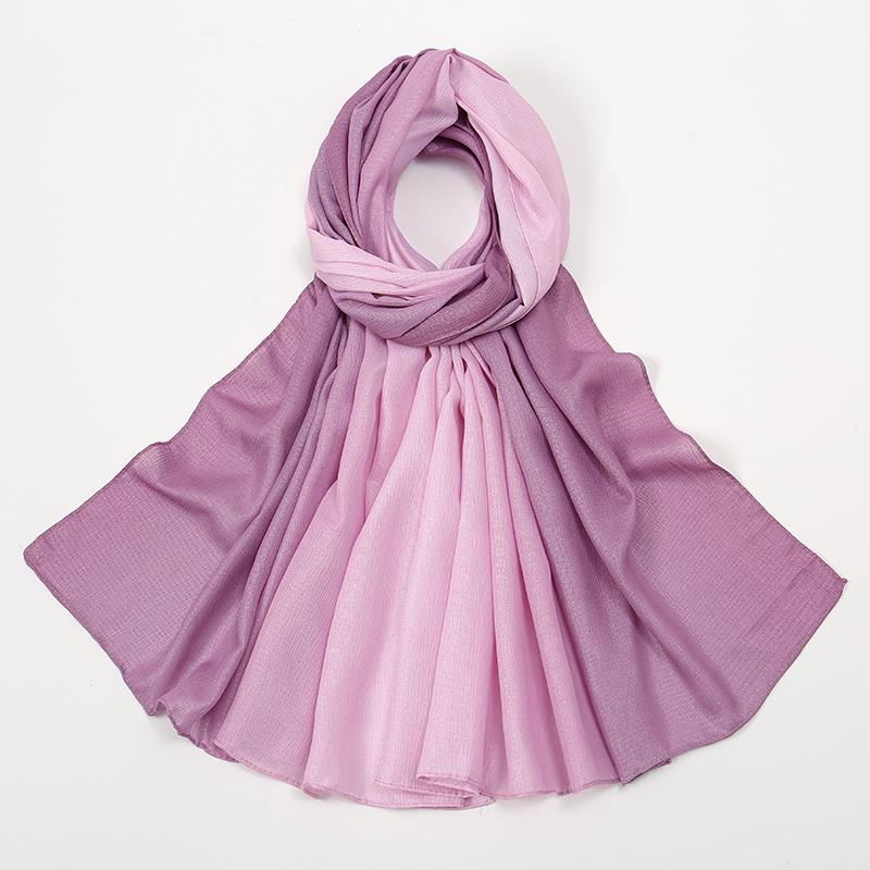 Women Glitter Shiny Hijab Scarf Gradient Shawls Muslim Ombre Turban Islam Ladies Shimmer Elegant Stole Gradient Shawl Tippet