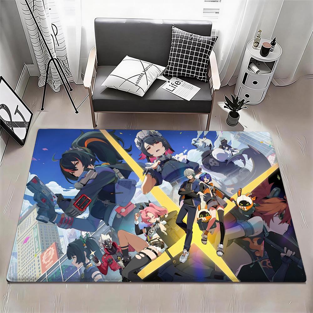 Game Zenless Zone Zero ZZZ Floor Mat Eco Flannel Doormat Non Slip Odorless Indoor Floor Rug Soft Short Plush Home Mat
