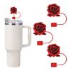 Valentine's Day Straw Cover Cap, 10mm Silicone Straw Tip Covers, Red Rose Cup Accesories For 30 & 40oz 3Pcs