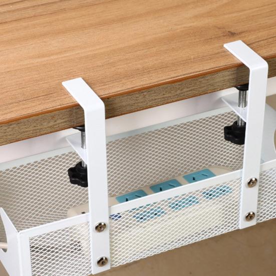 Rack Large Side Opening No Drill Hollow Cable Management Tray Desk Cable