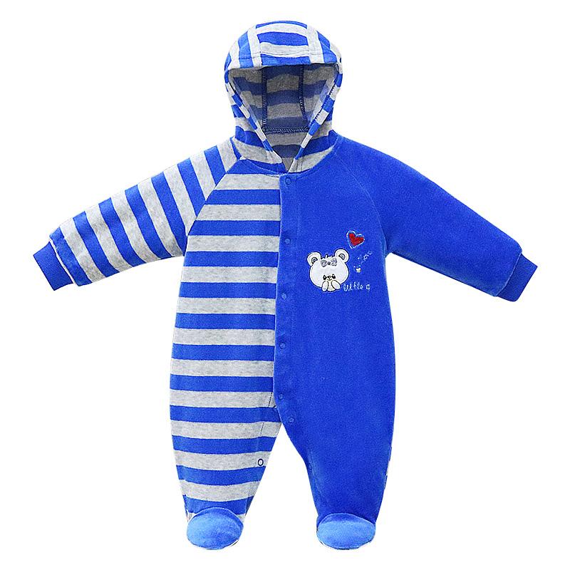 Newborn Baby Boy And Girl Infant Hooded Clothing Velvet Winter Spring One Piece Kid Long Sleeve Kidswear Aapparel Newborn Suits Tddler Romper