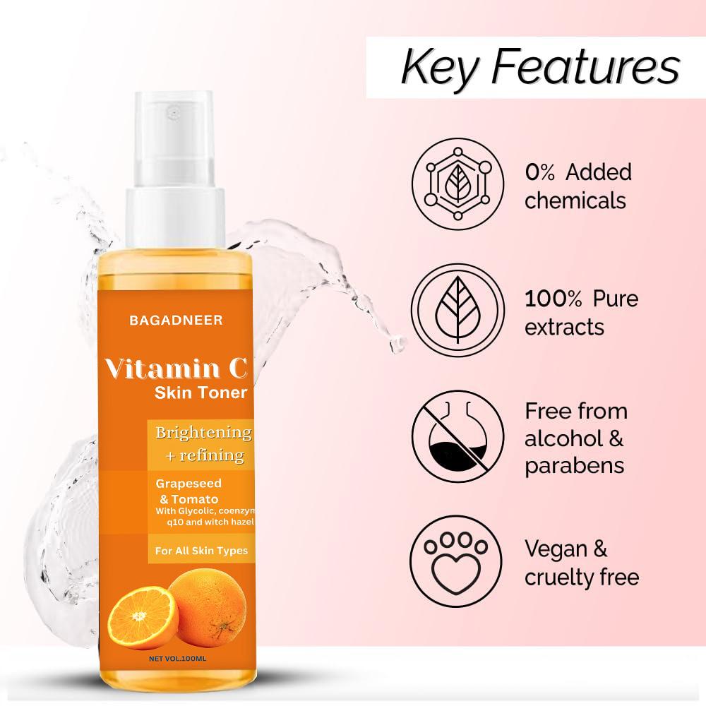 Освежающий спрей и тоник для лица | Тоник для сияющей кожи | Безалкогольный спрей и тоник для открытых пор Подтяжка | Женщины и мужчины | 100 мл