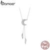 BAMOER 925 Sterling Silver Moon Dreamcatcher Pendant Necklace Feather Necklace for Women Fine Jewelry