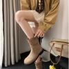 Low Heel Women Western Cowgirl Boots Fashion Slip On Belt Buckle Shoes Retro Style Autumn Winter Ladies Knight Short Booties