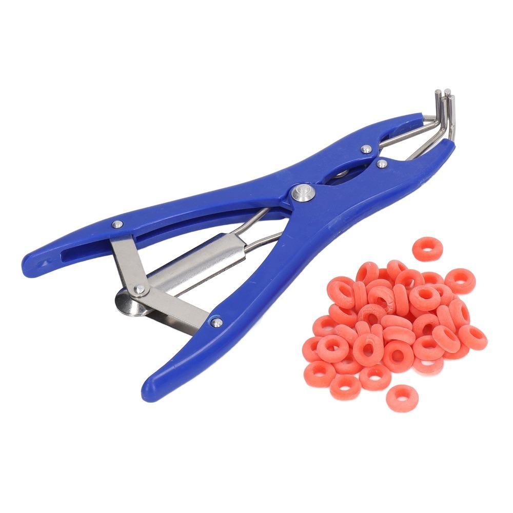1 set of 101 Rubber Rings Tail Docking Clamp Rust-Resistant Castration Ring Kit Sheep