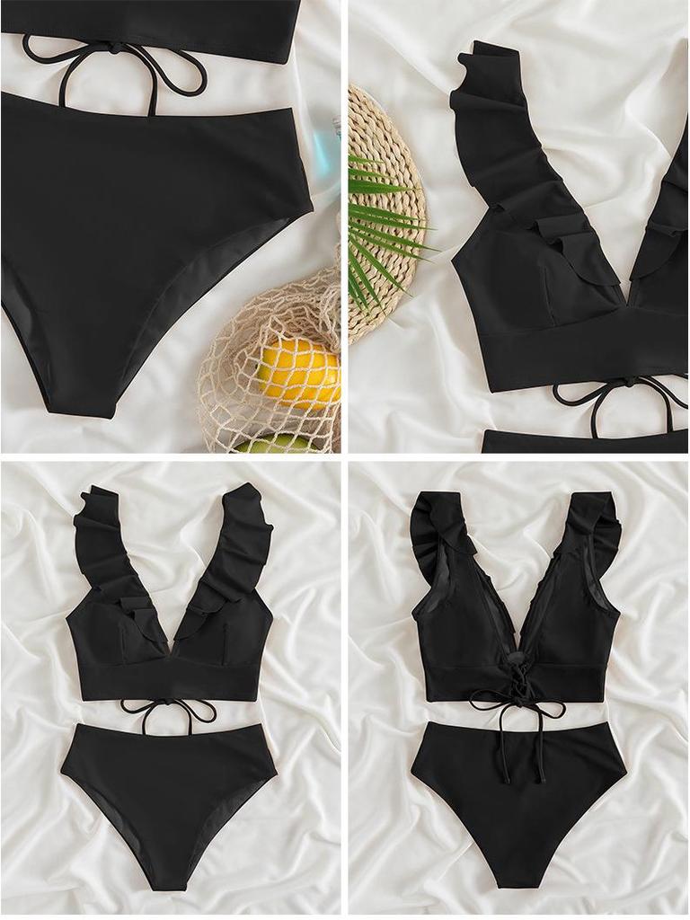 2025 European & American Ruffle Split Women's Bikini Swimsuit