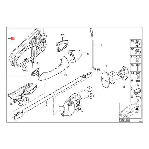 Пара кронштейнов дверной ручки для BMW X5 SUV E53 (51228243635, 51228243636)