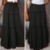 Женские летние юбки в стиле бохо с высокой талией, эластичным поясом, плиссированные длинные юбки, однотонные юбки макси в стиле бохо, юбки-трапеции с оборками