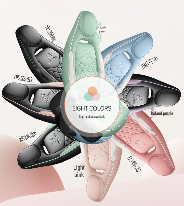 Wuling Mini Full Leather Cartoon Car Seat Cushion - Universal Fit, Four Seasons.