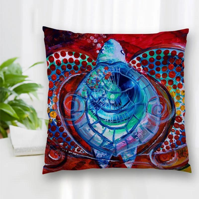 Hot Sale Decorative Pillowcase Turtle Art Painting Square Zipper Best Gift