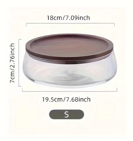 Wooden Trays Glass Bowl Nuts Fruits Food Container Cereals Jar Double Layer Candy Jars with Wooden Lid Home Kitchen Storage Box
